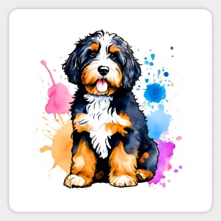 Bernedoodle Puppy Watercolor Art Magnet